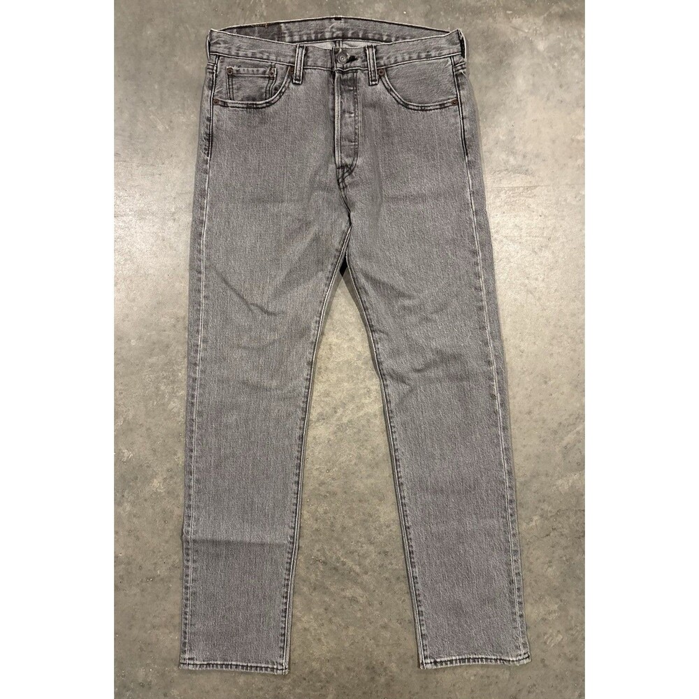 Levi's 501 Stone Wash Gray Denim Button Fly Jeans Original Straight Men’s 30x32
